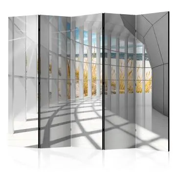 Parawan jednostronny 3D 225x172 cm 5-częściowy szary