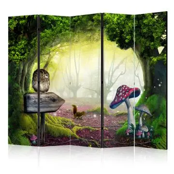 Parawan dwustronny Dla dzieci 225x172 cm 5-częściowy zielony