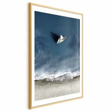 Plakat Jacht 40x60 cm z ramą złotą z marginesem