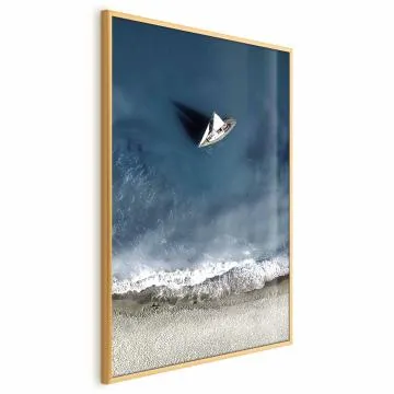 Plakat Jacht 40x60 cm z ramą złotą bez marginesu