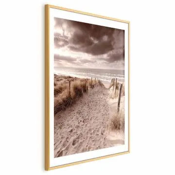 Plakat Odległa wydma 29,7x42 cm z ramą złotą z marginesem