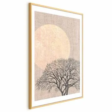 Plakat Poranna pełnia księżyca 60x90 cm z ramą złotą z marginesem