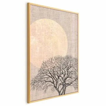 Plakat Poranna pełnia księżyca 60x90 cm z ramą złotą bez marginesu