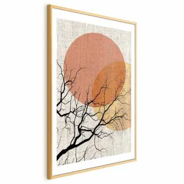 Plakat Podwójny księżyc 60x90 cm z ramą złotą z marginesem