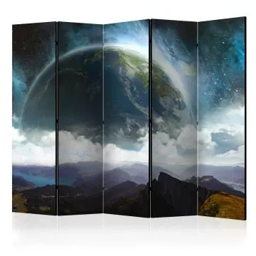 Parawan akustyczny Pejzaże 225x172 cm 5-częściowy czarny
