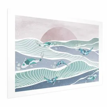 Plakat Ryby na falach 90x60 cm bez ramy z marginesem