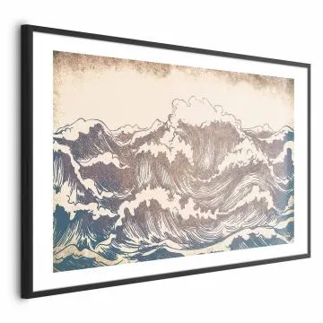 Plakat Olbrzymie fale 42x29,7 cm z ramą czarną z marginesem