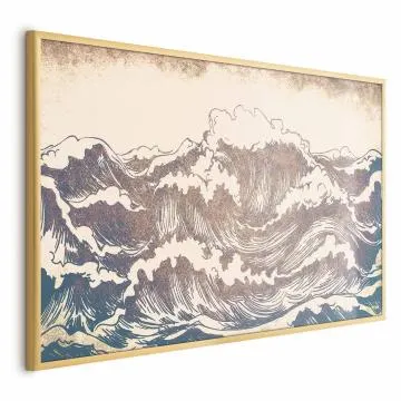 Plakat Olbrzymie fale 42x29,7 cm z ramą złotą bez marginesu
