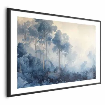 Plakat Lasek we mgle 90x60 cm z ramą czarną z marginesem