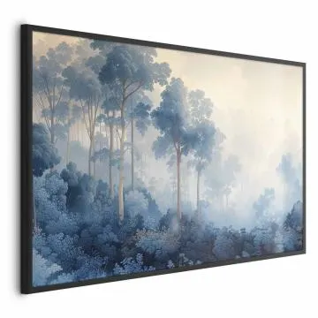 Plakat Lasek we mgle 90x60 cm z ramą czarną bez marginesu