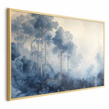 Plakat Lasek we mgle 90x60 cm z ramą złotą bez marginesu