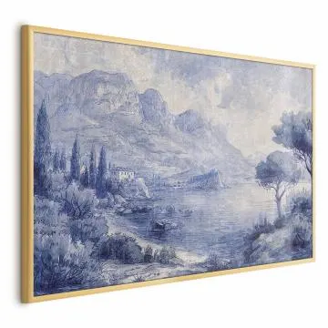 Plakat Niebieska zatoka 60x40 cm z ramą złotą bez marginesu