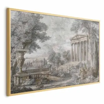 Plakat Świątynia na wzgórzu 90x60 cm z ramą złotą bez marginesu