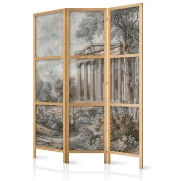 Parawan japoński Pejzaże 135x172 cm 3-częściowy szary