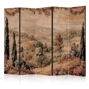 Parawan akustyczny Pejzaże 225x172 cm 5-częściowy czarny