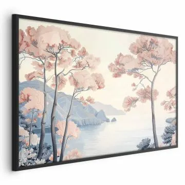 Plakat Ocean i drzewa 60x40 cm z ramą czarną bez marginesu