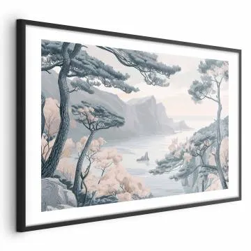 Plakat Błękitne wybrzeże 90x60 cm z ramą czarną z marginesem