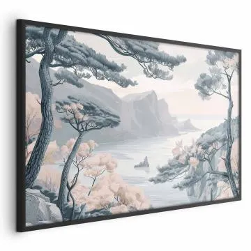 Plakat Błękitne wybrzeże 90x60 cm z ramą czarną bez marginesu