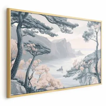 Plakat Błękitne wybrzeże 42x29,7 cm z ramą złotą bez marginesu