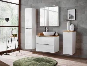 Szafka łazienkowa CAPRI WHITE 830 20 cm biały połysk/dąb craft