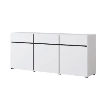Komoda CROSS 3D3S 180cm biała/czarna