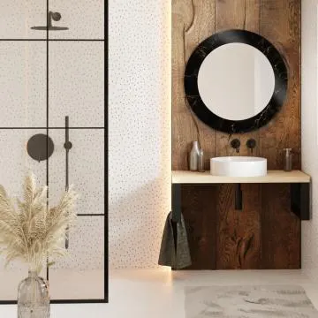Lustro okrągłe MORENA BLACK MARBLE 80cm czarne