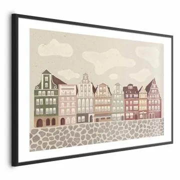 Plakat Kolorowe Fasady 90x60 cm z ramą czarną z marginesem