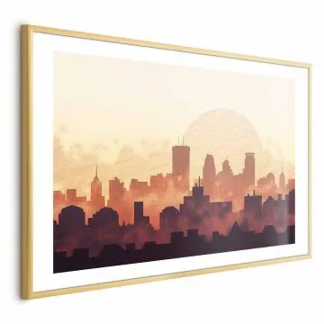 Plakat Żar miasta 60x40 cm z ramą złotą z marginesem