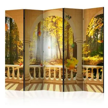 Parawan jednostronny Pejzaże 225x172 cm 5-częściowy żółty