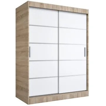 Szafa przesuwna MODUO COMFORT 150 dąb sonoma/biała mat z listwami