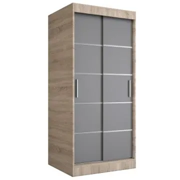 Szafa przesuwna MODUO COMFORT 90 dąb sonoma/antracyt z listwami