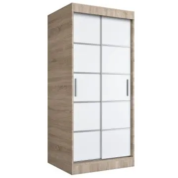 Szafa przesuwna MODUO COMFORT 90 dąb sonoma/biała mat z listwami