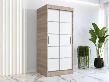 Szafa przesuwna MODUO COMFORT 90 dąb sonoma/biała mat z listwami