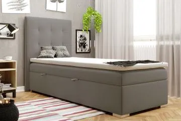 Łóżko kontynentalne JAGULA 90x200 szare velvet z pojemnikiem