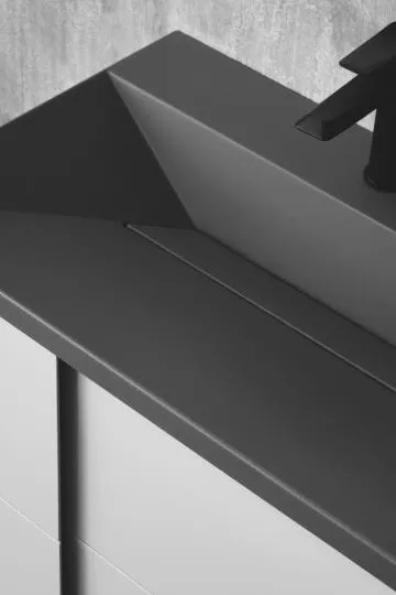 Umywalka wpuszczana EDGE 70 cm czarny mat kwarcowa z otworem na baterię
