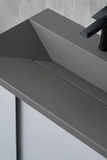 Umywalka wpuszczana EDGE 70 cm beton mat kwarcowa z otworem na baterię
