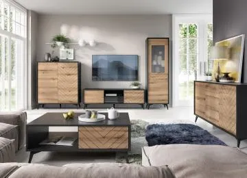 Szafka RTV GALAXY 154 stojąca czarna/dąb evoke