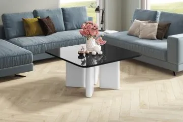Stolik kawowy DIVERSO 80x80 czarny połysk/biały połysk