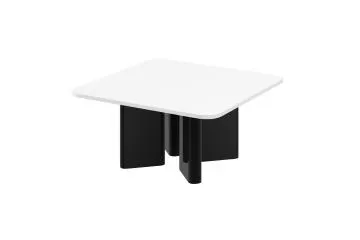 Stolik kawowy DIVERSO 80x80 biały połysk/czarny połysk