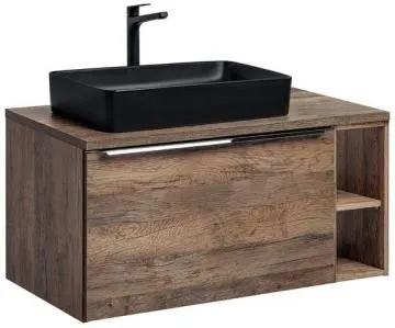 Szafka pod umywalkę nablatową SANTA FE OAK 60 cm + regał dolny 20 cm dąb - zestaw z blatem