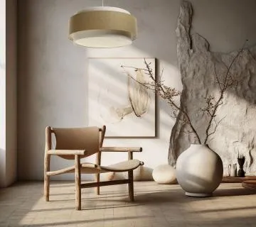 Lampa wisząca ERUTAN DUDU RATTAN kremowa/żółta