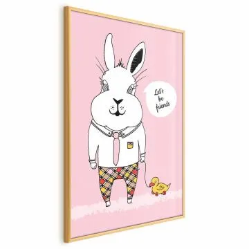 Plakat Przyjaciel królika 60x90 cm z ramą złotą bez marginesu