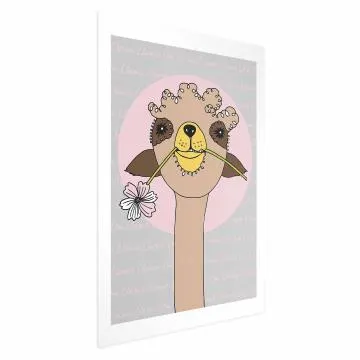 Plakat Wesoła lama 21x30 cm bez ramy z marginesem