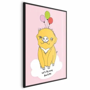 Plakat Podniebna świnka 60x90 cm z ramą czarną bez marginesu