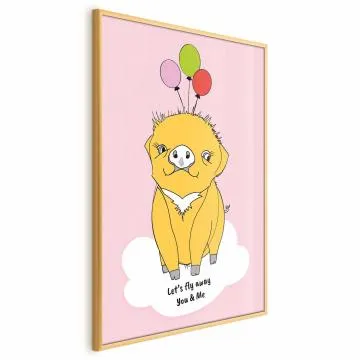 Plakat Podniebna świnka 60x90 cm z ramą złotą bez marginesu