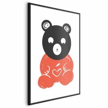 Plakat Zamyślony miś 60x90 cm z ramą czarną z marginesem