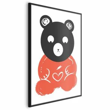Plakat Zamyślony miś 21x30 cm z ramą czarną bez marginesu