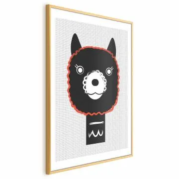 Plakat Dekoracyjna alpaka 21x30 cm z ramą złotą z marginesem