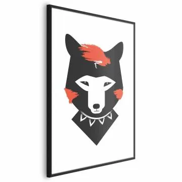 Plakat Grzeczny lisek 21x30 cm z ramą czarną z marginesem