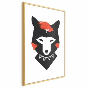 Plakat Grzeczny lisek 29,7x42 cm z ramą złotą z marginesem